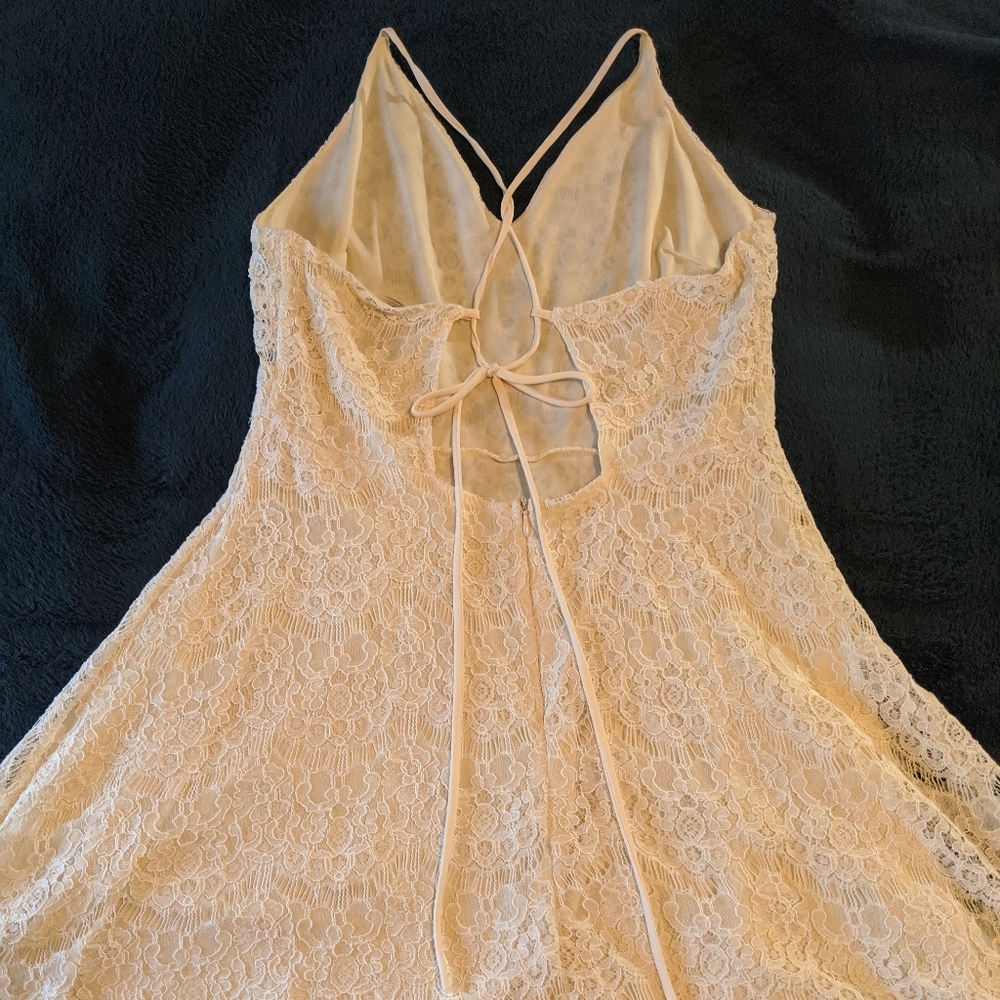 Cream lace open-back dress